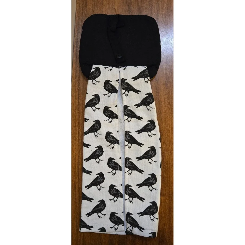 Halloween Poisons and Spells Skull Raven Hanging Kitchen Towels Set of 2 Black
